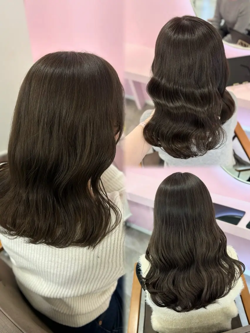 ロング カラー オリーブカラー カット ヘアカラー トリートメント ヘッドスパ 𝑴𝒊𝒌𝒖💝 透明感モテカラーのヘアスタイル