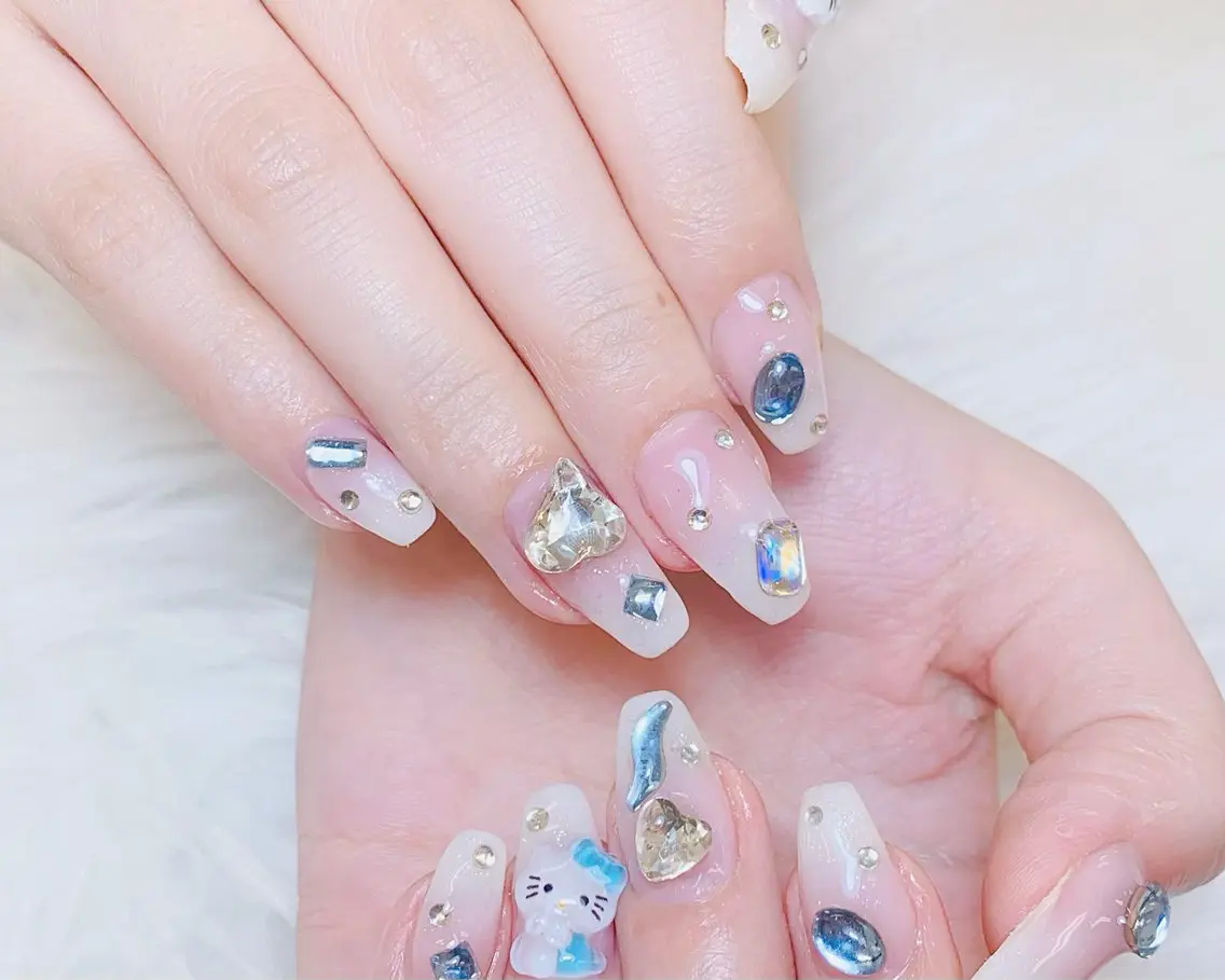 ネイル チークネイル 長さ出し フラッシュネイル フレンチネイル グラデーション ハンドネイル AN NAIL SALONのネイルデザイン