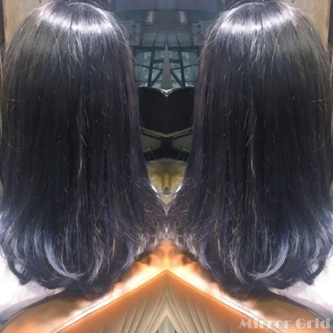 セミロング カラー ブルーカラー ダークグレー ダブルカラー ハイライトカラー ハイライト 北條 優輝のヘアスタイル