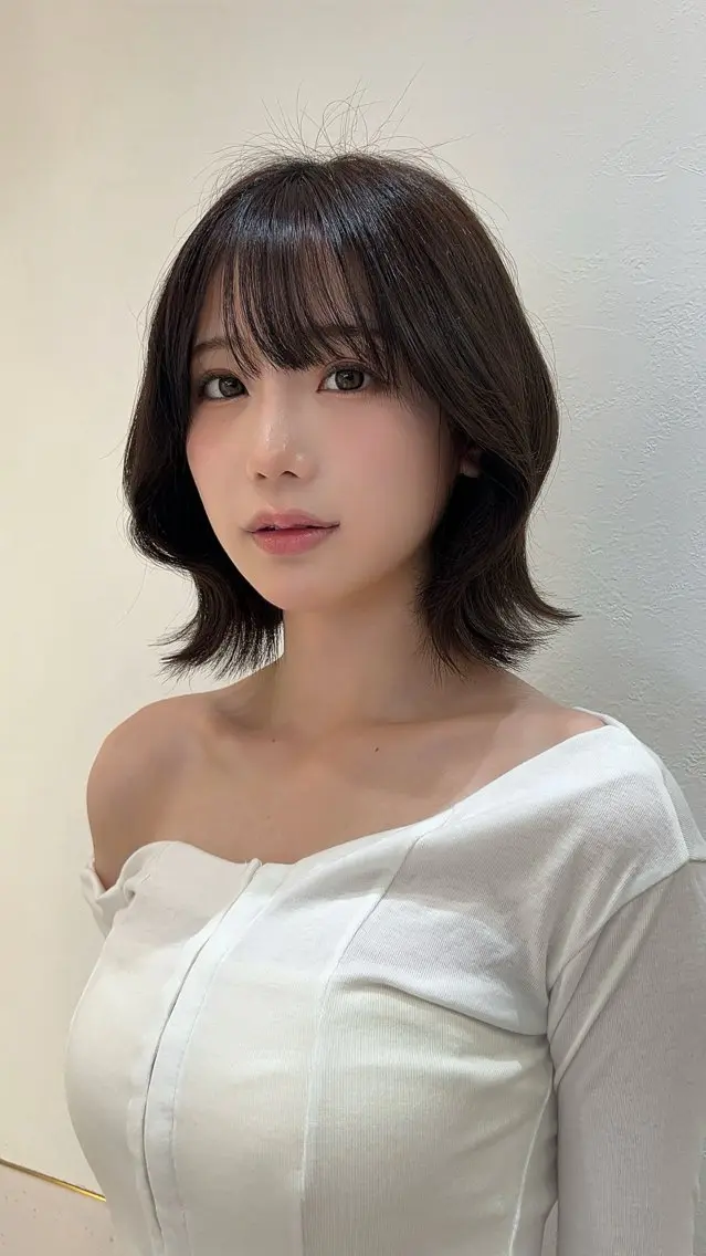 ショート ボブ 顔周りカット 韓国風ヘア 外ハネヘア ボブ/レイヤーボブ/ 髪質改善/梶川 夏季のヘアスタイル