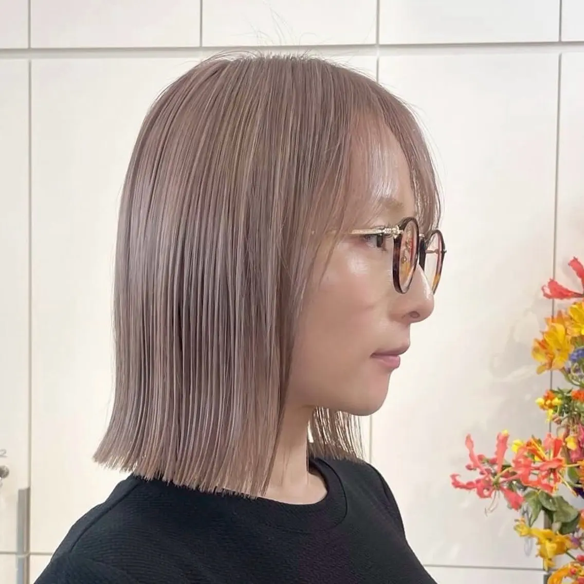 ミディアム カラー カット ヘアカラー ブリーチ/レイヤー 艶カラー💫チャンのヘアスタイル