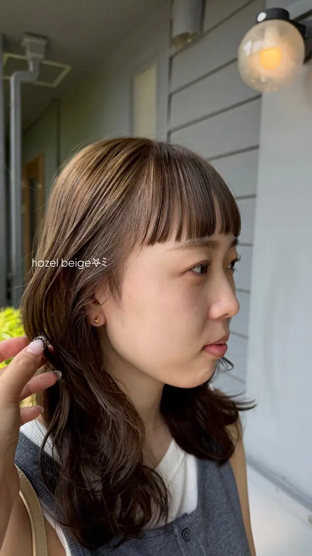 セミロング カラー ブリーチ 透明感カラー ブリーチなしカラー カット ヘアカラー レイヤーカット/暖色 /髪質改善/翠のヘアスタイル
