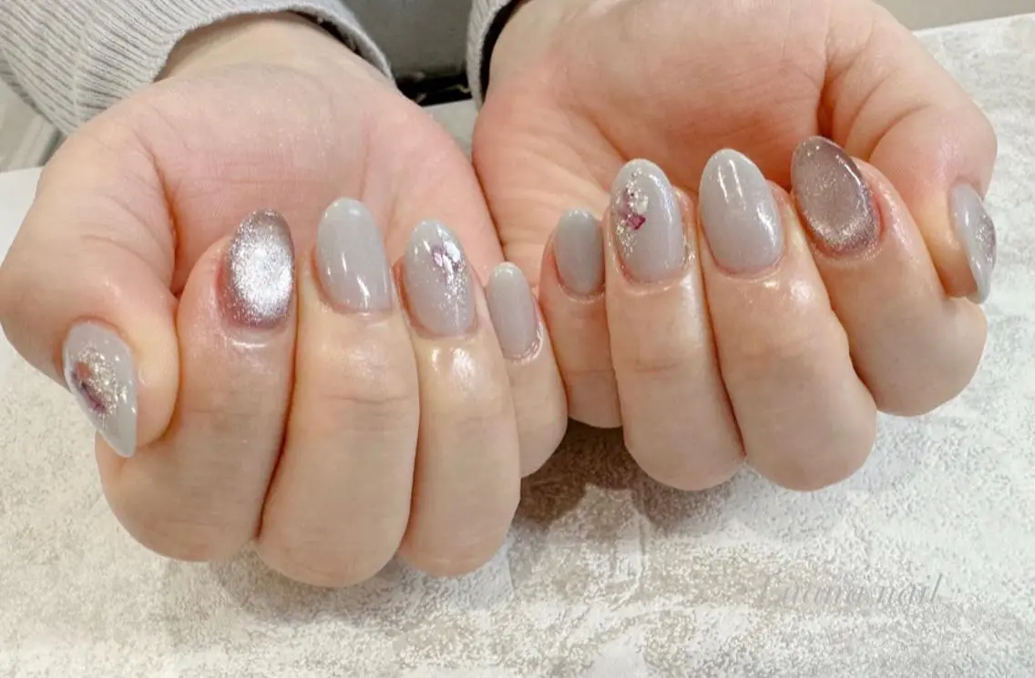 セミロング ネイル 入学式 入学式 ジェルネイル マグネットネイル オフィスネイル Luana nail (ルアナネイル)のネイルデザイン