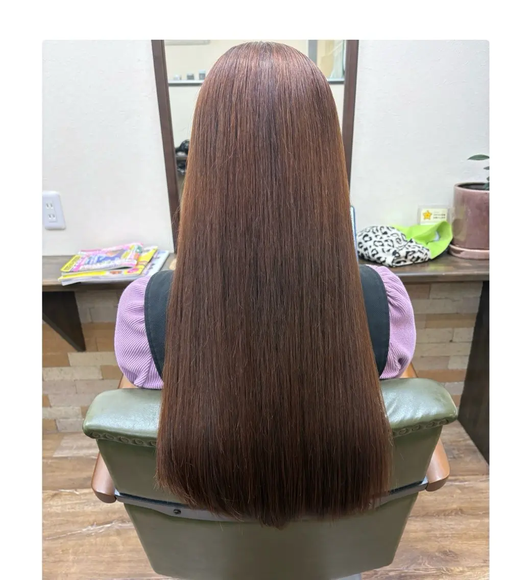 ロング 縮毛矯正 縮毛矯正 安松 莉那のヘアスタイル