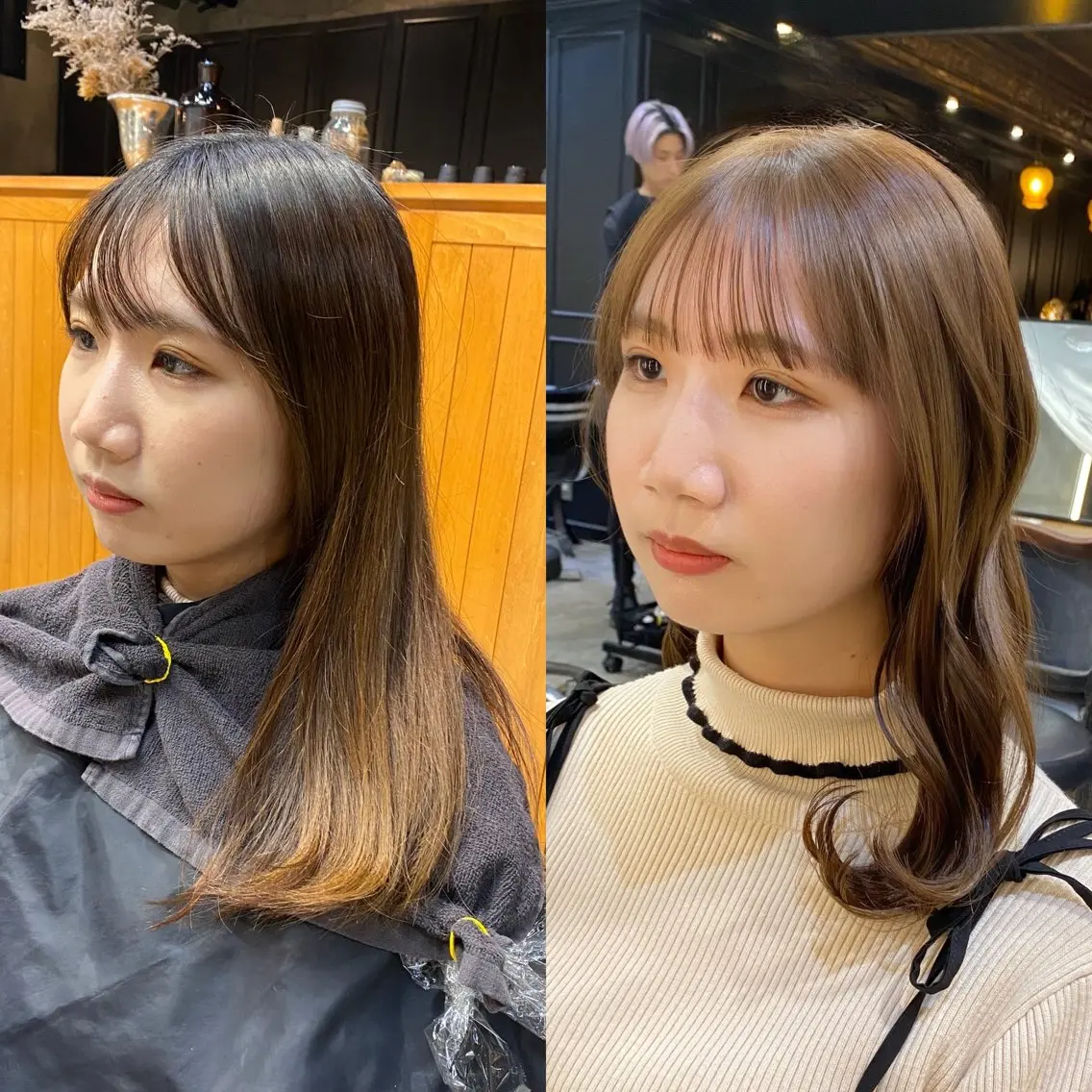 ミディアム カラー ベージュカラー ブリーチ ダブルカラー ブリーチなしカラー カット ヘアカラー 透明感カラー🌿 グレージュ🐺陽介のヘアスタイル