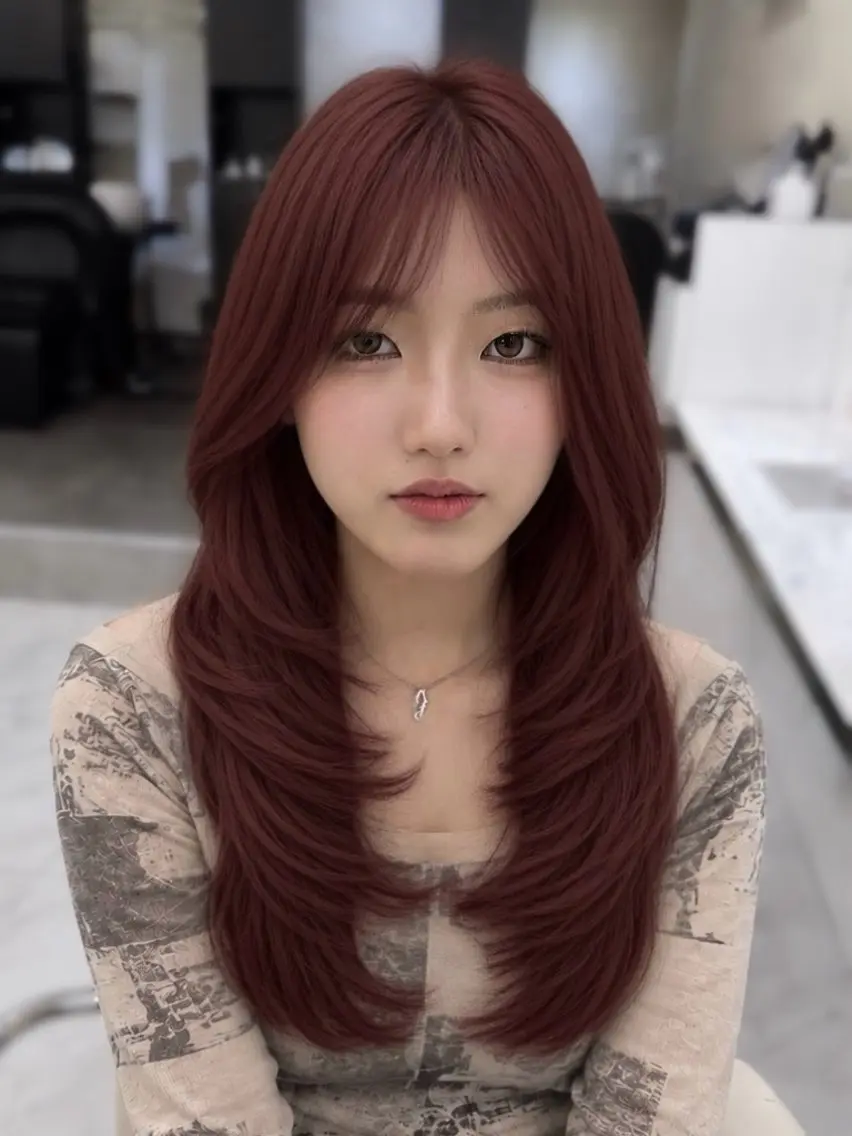 ロング カラー ケアカラー 透明感カラー ピンクカラー ローズカラー くびれヘア カット ヘアカラー aku🩷韓国ヘア 暖色カラー🎀のヘアスタイル