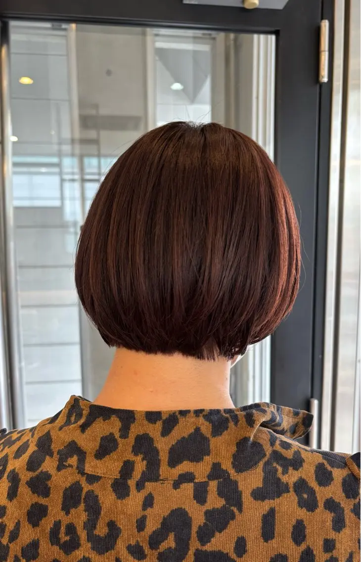 ショート カラー ショートボブ ブラウンカラー バイオレットカラー バイオレットブラウン ボブ カット ヘアカラー トリートメント IKU顔周りレイヤー /ボブ/透明感カラーのヘアスタイル