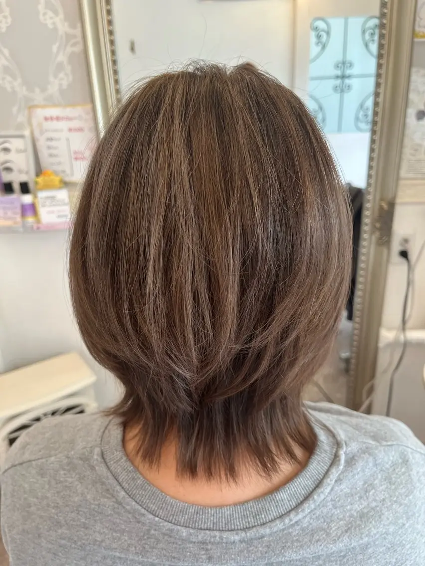 ミディアム ボブ くびれヘア ウルフカット La.fleur ラ.フルールのヘアスタイル