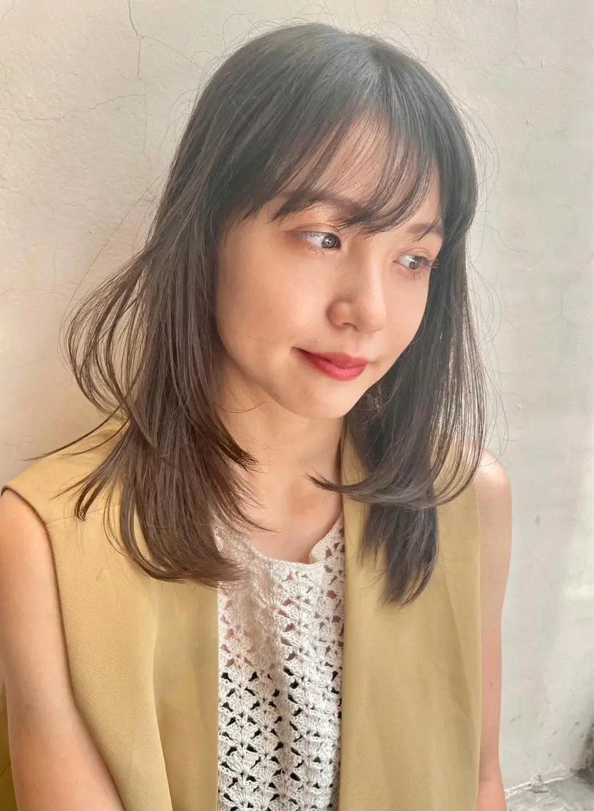 🍊顔まわりから垢抜け🍊前髪カット＋ブリーチなしダブルカラー🐤透明感の写真