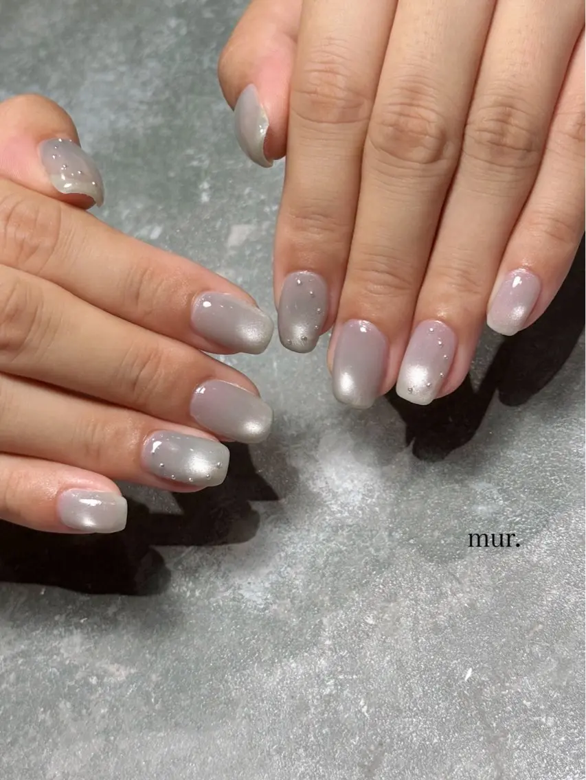 ネイル 水色 マグネットネイル ハンドネイル mur. harukaのネイルデザイン