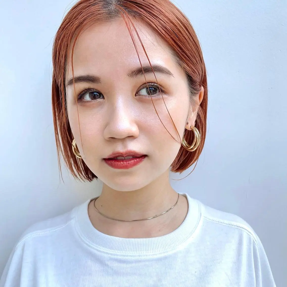 ショート カラー ブリーチ オレンジ ボブ ✨👑お洒落ショート ❣️村上せいな✨のヘアスタイル