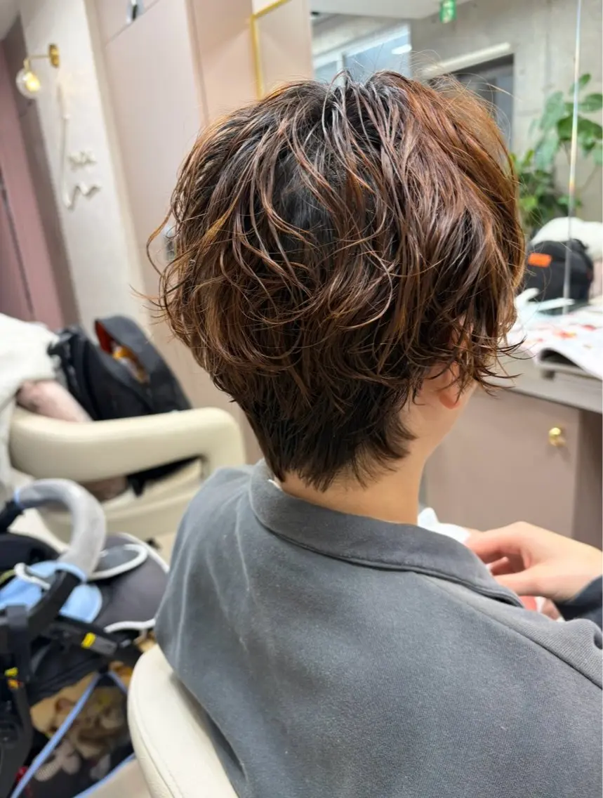ショート カラー パーマ カット パーマ トリートメント 坂本 沙也加のヘアスタイル