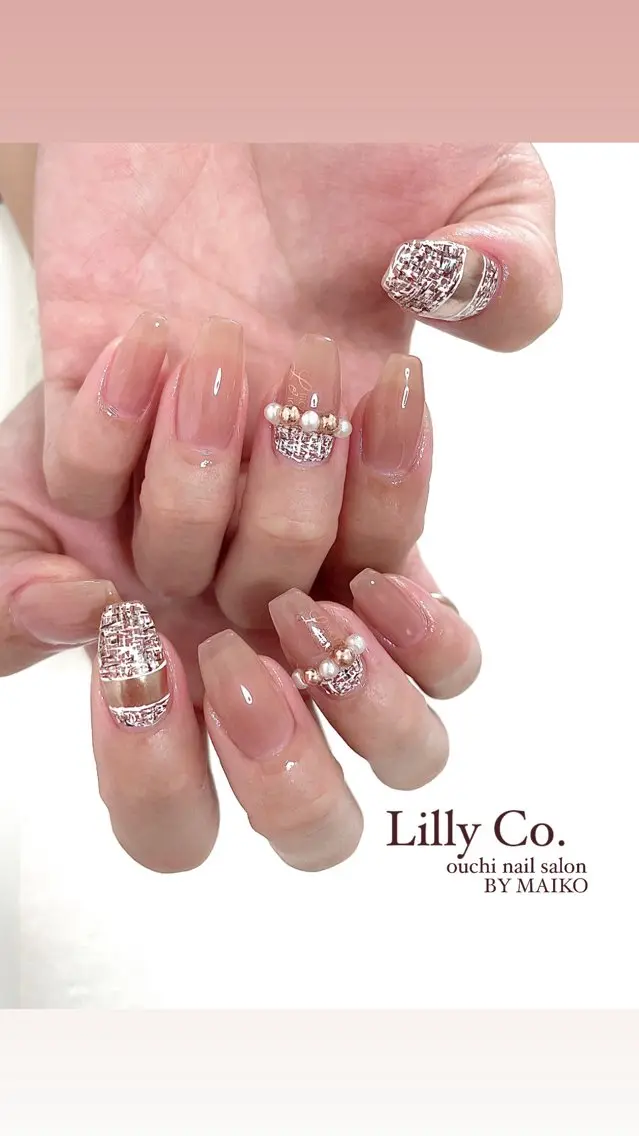 ネイル ツイードネイル ハンドネイル ハンドケア Lilly Co.のネイルデザイン