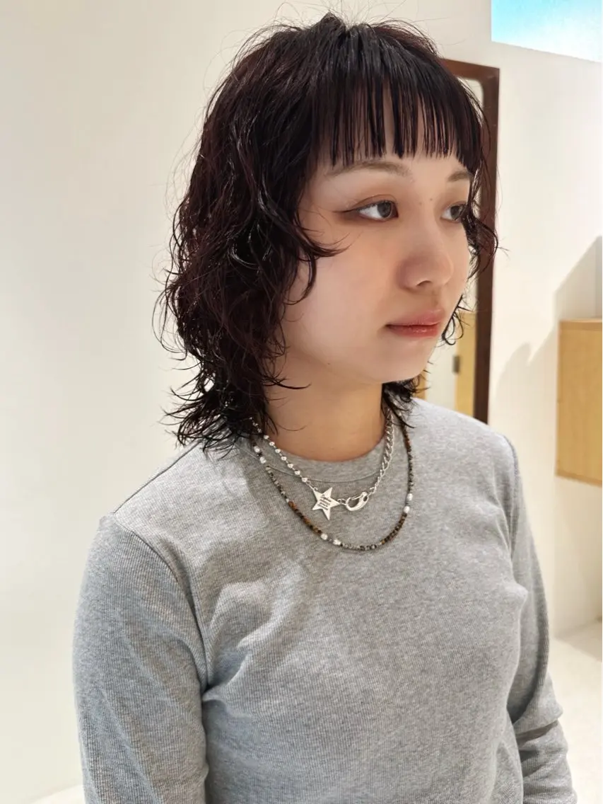 ミディアム カット パーマ 小木曽 新大のヘアスタイル