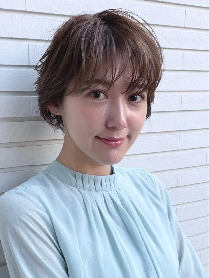 ショート パーマ カット パーマ トリートメント ハイトーン/カラー/ 用賀/稲若健太郎のヘアスタイル