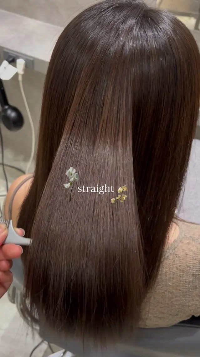 ロング パーマ 縮毛矯正 ストレートパーマ 縮毛矯正 柚実/グレージュ/ 愛されナチュラル♥️のヘアスタイル