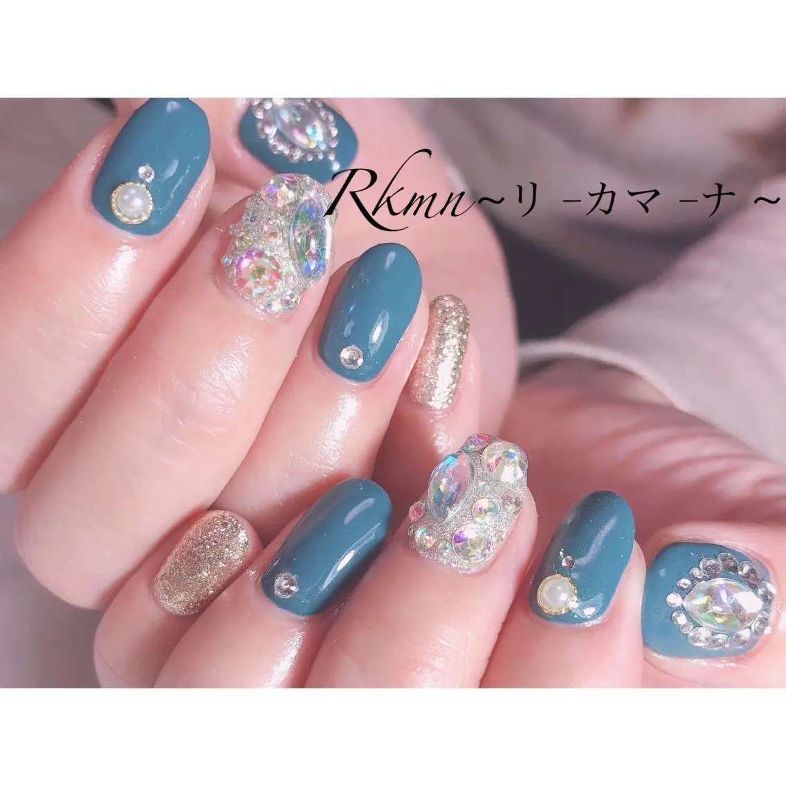 ネイル アートネイル ブルー フレンチネイル ジェルネイル グラデーション ハンドネイル フットネイル ハンドケア Rkmn ~リ-カマ-ナ~のネイルデザイン