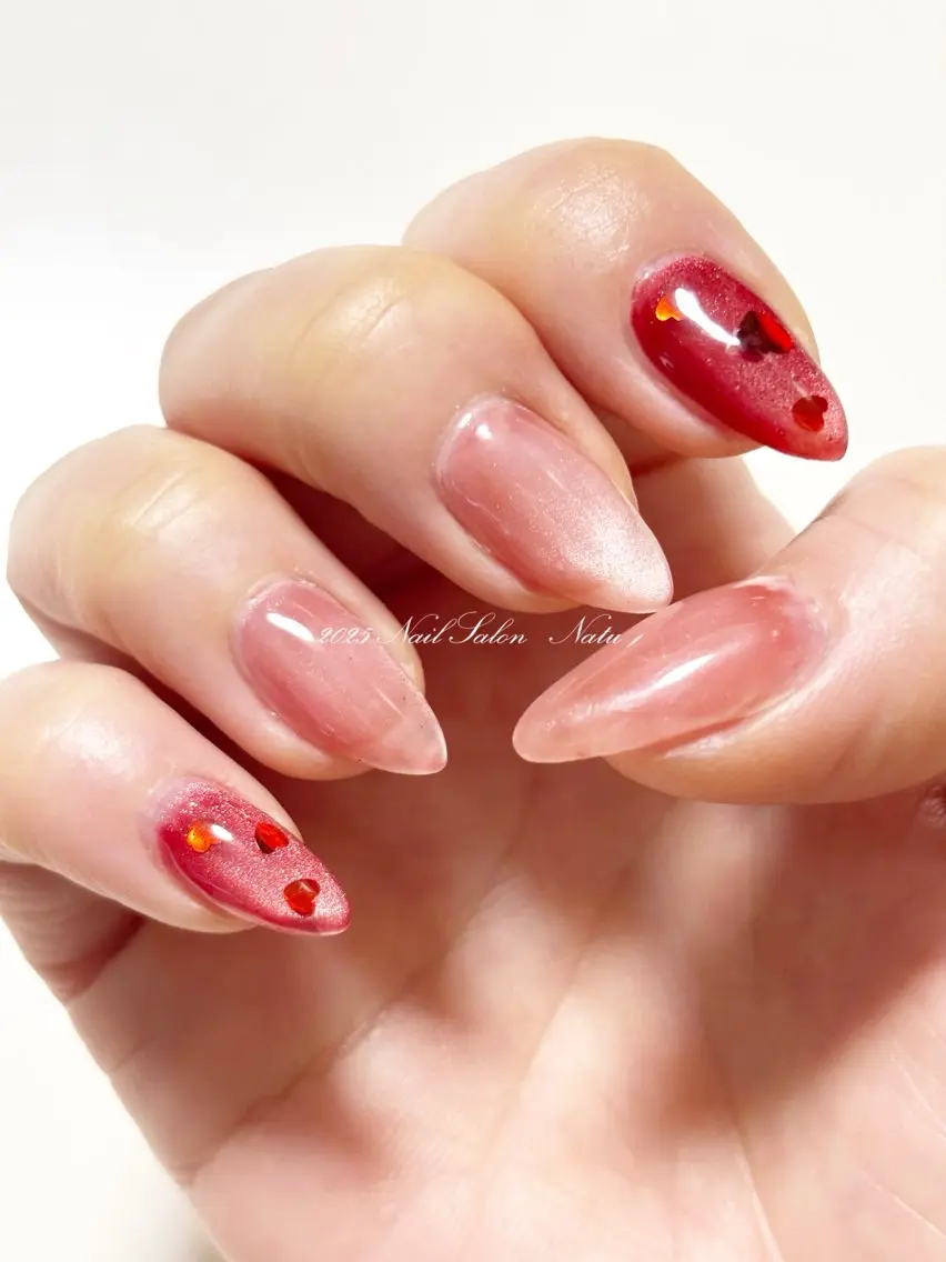 ネイル ハート マグネットネイル nailsalon Natuのネイルデザイン