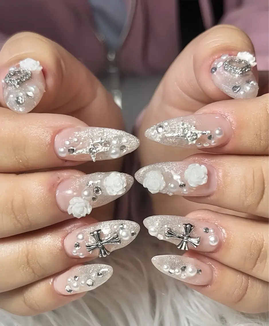 ネイル フラワーネイル 韓国ネイル 持ち込み 春ネイル ワンホンネイル ハンドネイル Huyn Nail Shinjyukuのネイルデザイン
