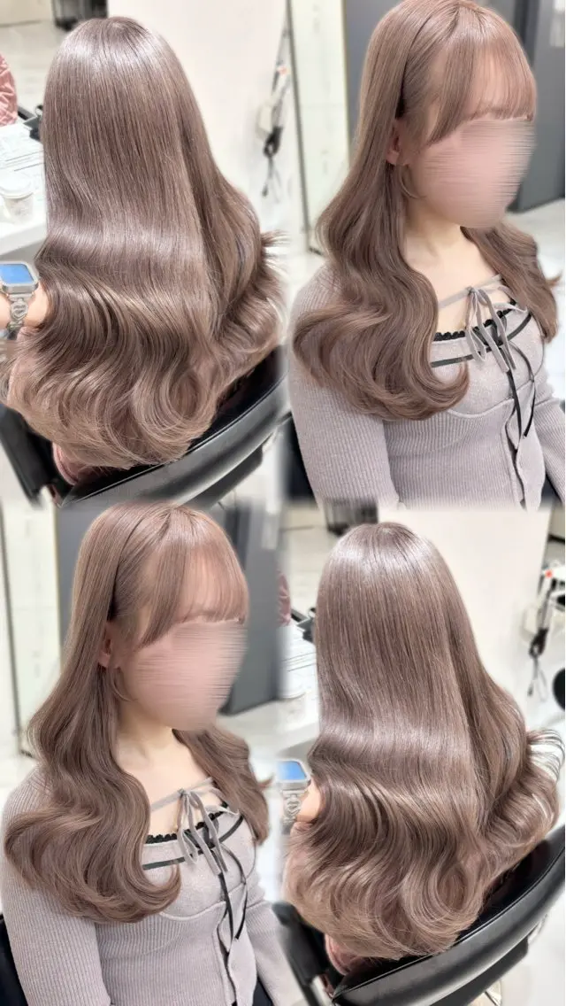 セミロング カラー ブリーチ グレージュ ミルクティーグレージュ 顔周りカット カット ヘアカラー トリートメント 盛れる顔周り🤍渋谷 Risa🎀のヘアスタイル