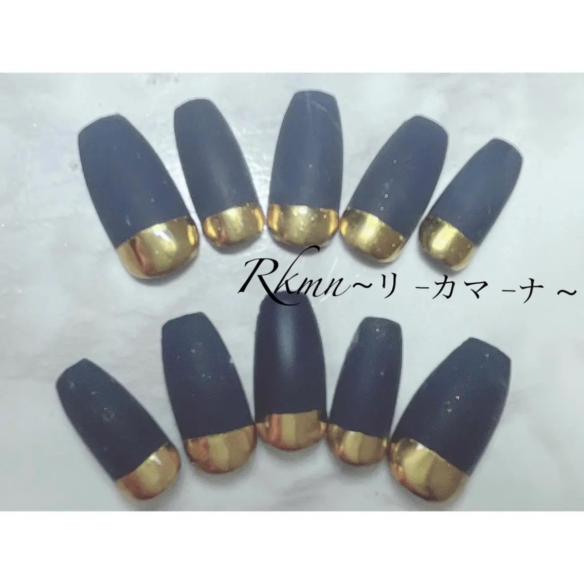 ネイル アートネイル フレンチネイル ジェルネイル ゴールド グラデーション ハンドネイル フットネイル ハンドケア Rkmn ~リ-カマ-ナ~のネイルデザイン