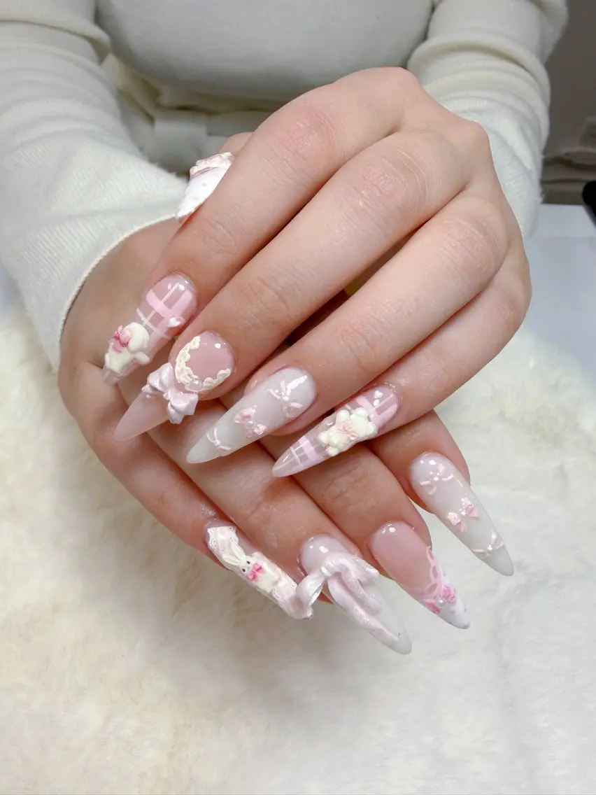 ネイル フラワーネイル 韓国ネイル 持ち込み 春ネイル ワンホンネイル Huyn Nail Shinjyukuのネイルデザイン