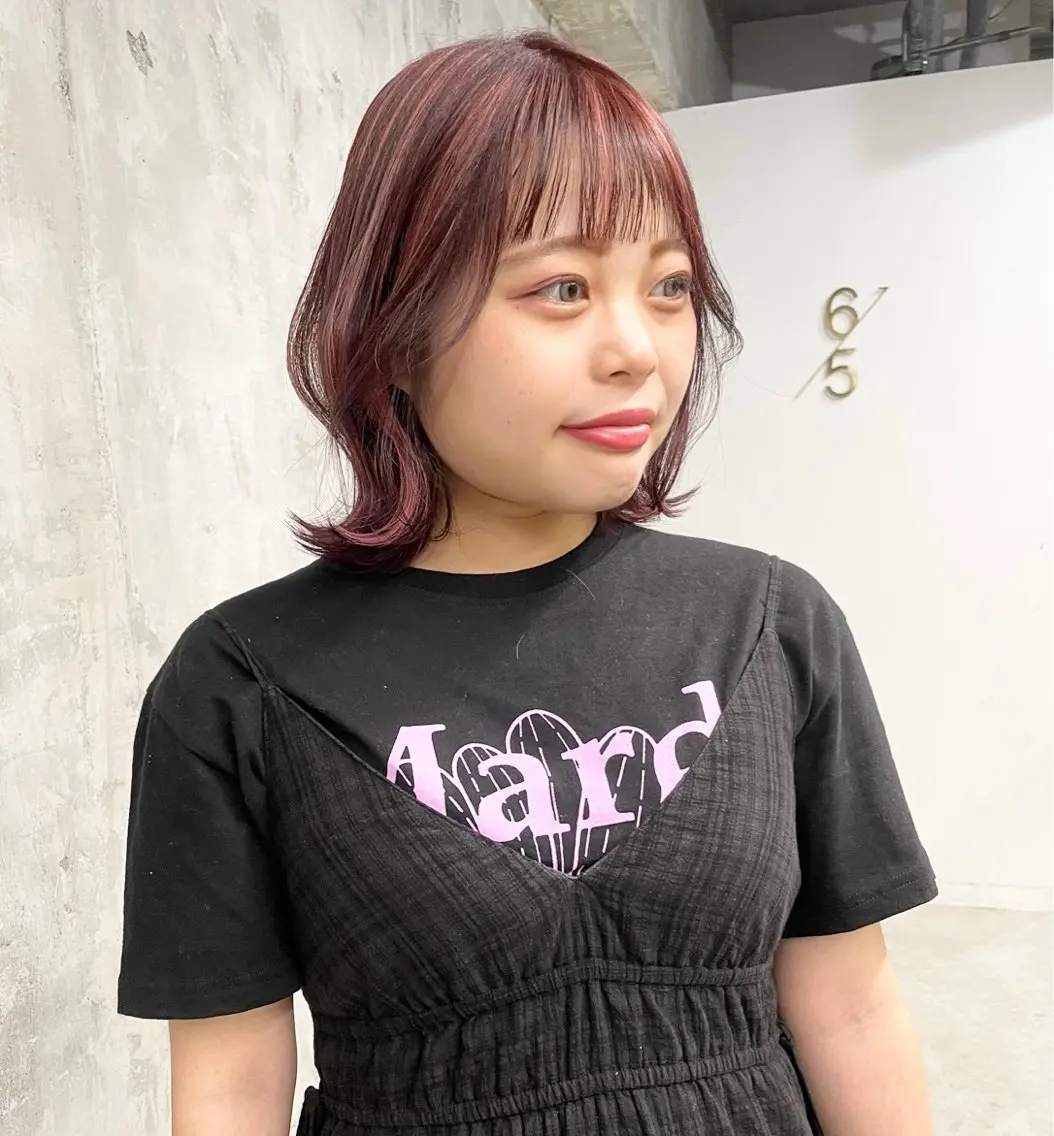 ミディアム カラー ハイライトカラー ピンクカラー ハイライト 住田悠紗/ カットモデル募集中のヘアスタイル