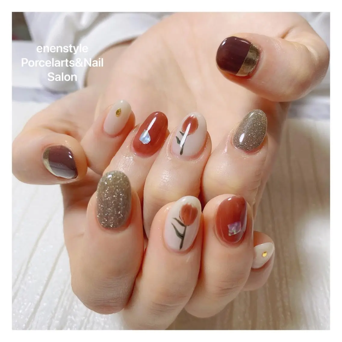 ミディアム ネイル 🐾enen style 🐾のネイルデザイン
