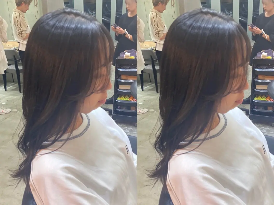 ロング カラー 顔まわりレイヤー 韓国風ヘア レイヤーカット 畔上 尚也のヘアスタイル