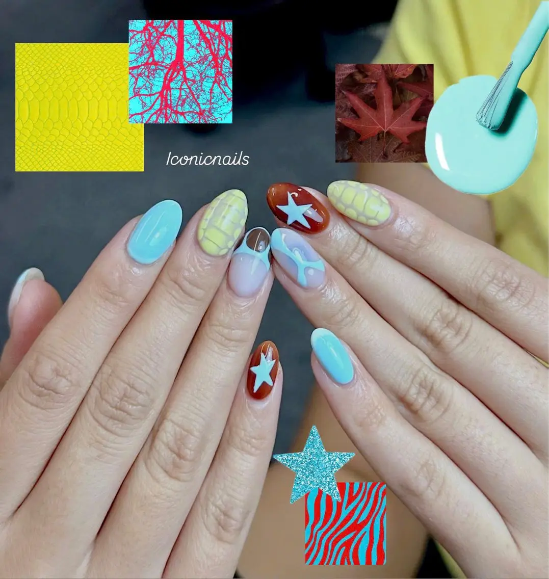 ネイル アニマル柄 アートネイル 持ち込み ニュアンスネイル 赤色 Iconic Nailのネイルデザイン