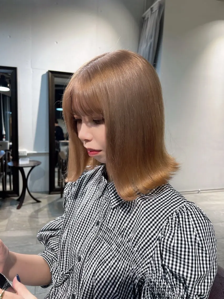 ミディアム カラー ヘアアレンジ ヘアカラー トリートメント ヘアセット 🎀ハイトーン・艶 カラー HANA🎀のヘアスタイル