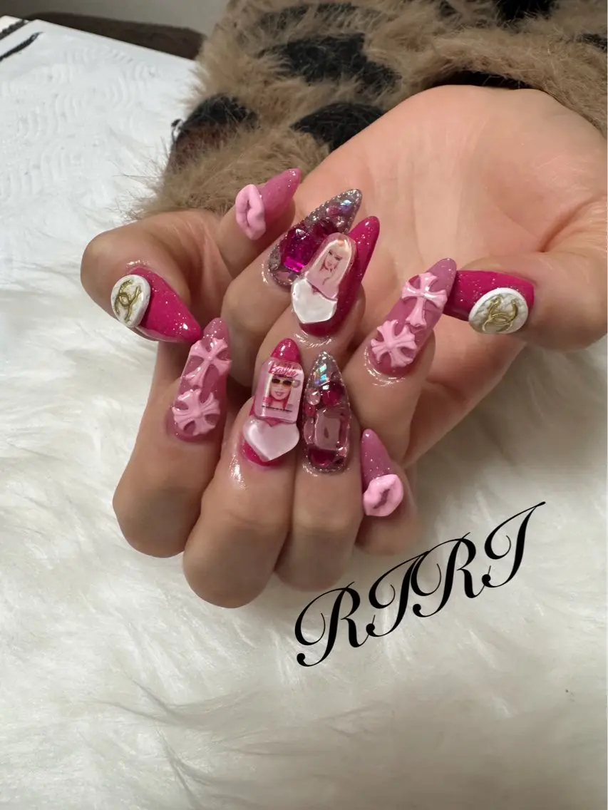 ネイル ジェルネイル ロングネイル ピンク スカルプネイル シンプルネイル ハンドネイル riri オーナーのネイルデザイン