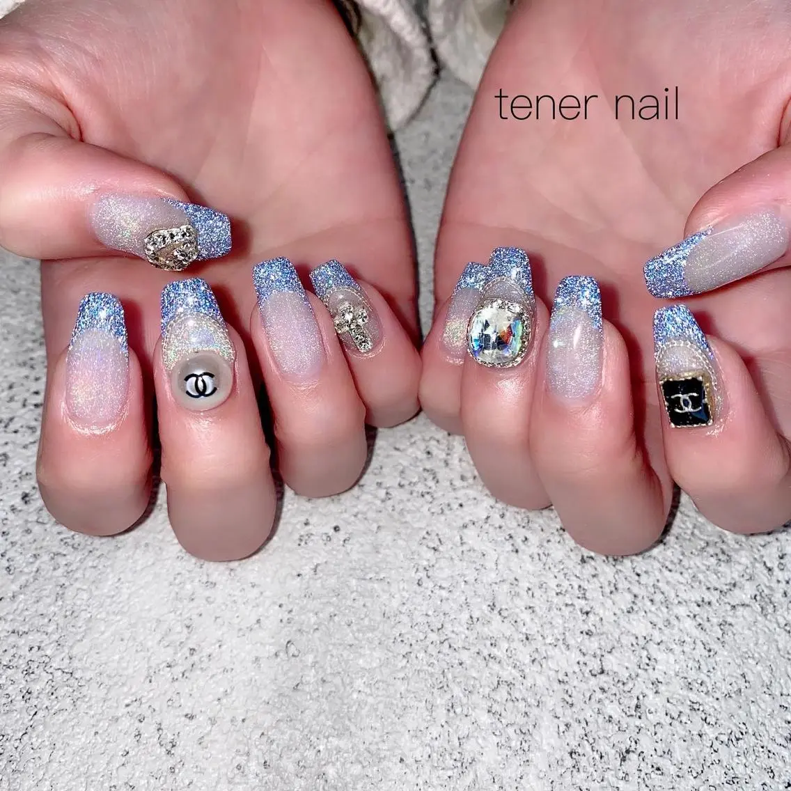 ネイル フラッシュネイル フレンチネイル ラメ(グリッター) テネルネイル tener nailのネイルデザイン