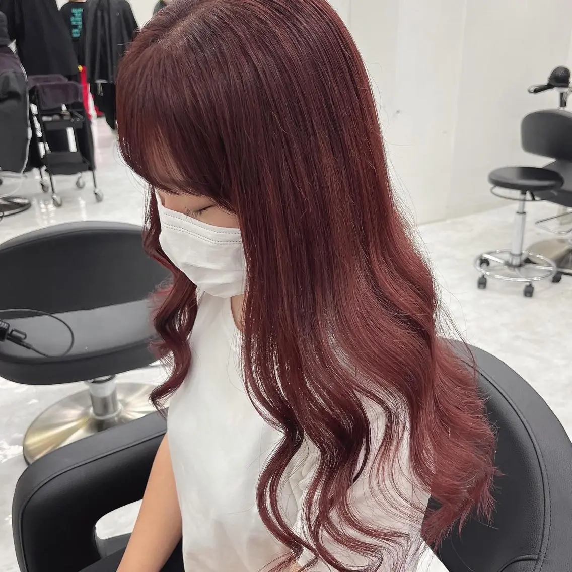 ロング ヘアカラー トリートメント ヘッドスパ ヘアセット 🍒韓国暖色ヘア NO.1🍒🪽のヘアスタイル