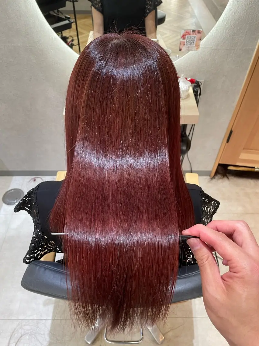 ロング カラー フェイスレイヤー/ 小顔/髪質改善 関のヘアスタイル