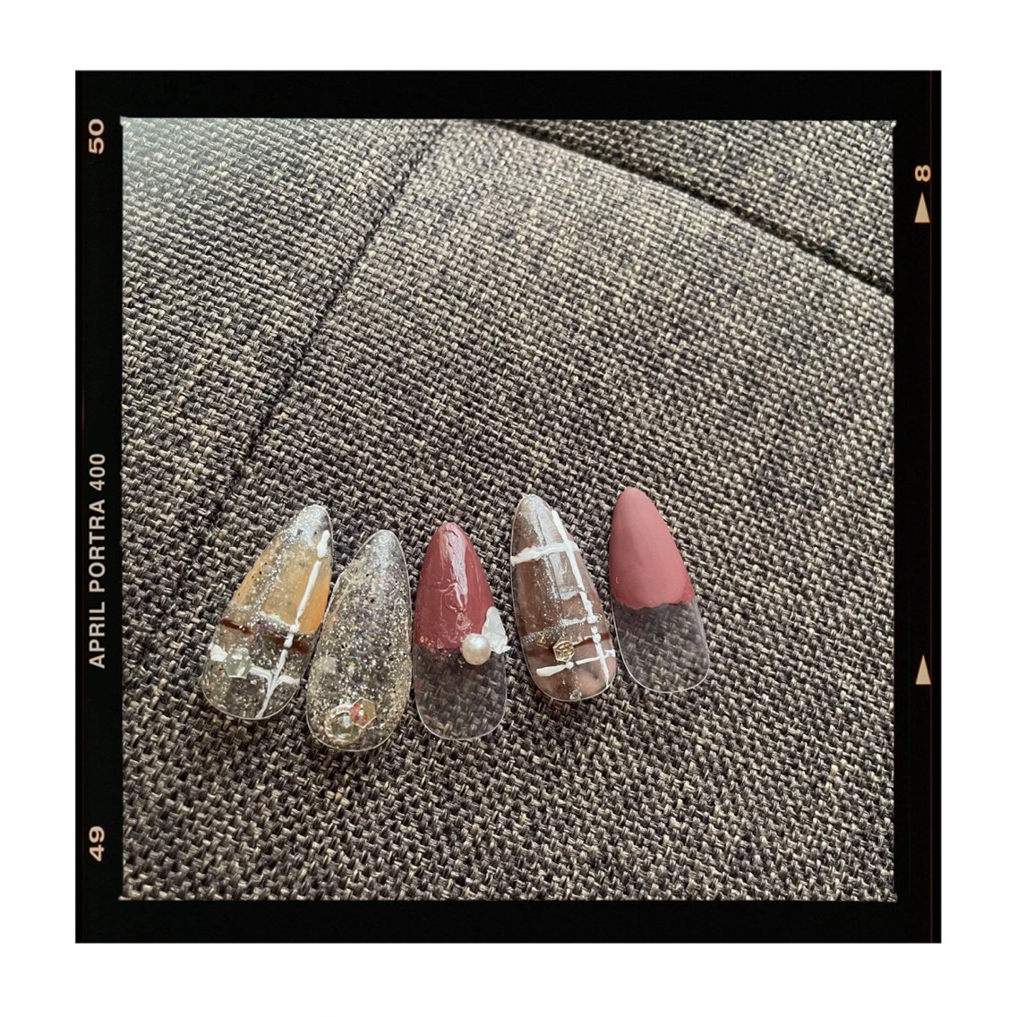 ネイル ブラウン フレンチネイル ジェルネイル シルバー NAIL★M 真紀のネイルデザイン