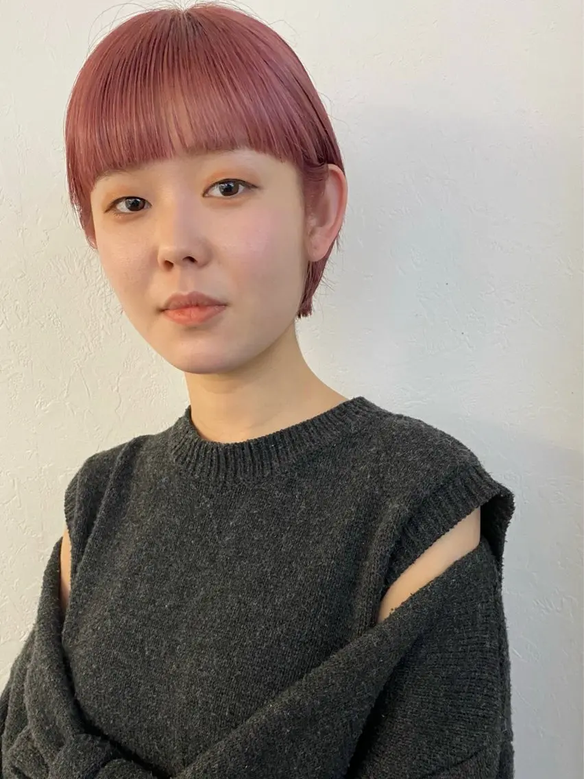 ショート カラー ベージュカラー ピンクカラー ピンクベージュ ショートヘア カット ヘアカラー トリートメント 森貴裕/ベージュ/ パーマ/オリーブのヘアスタイル