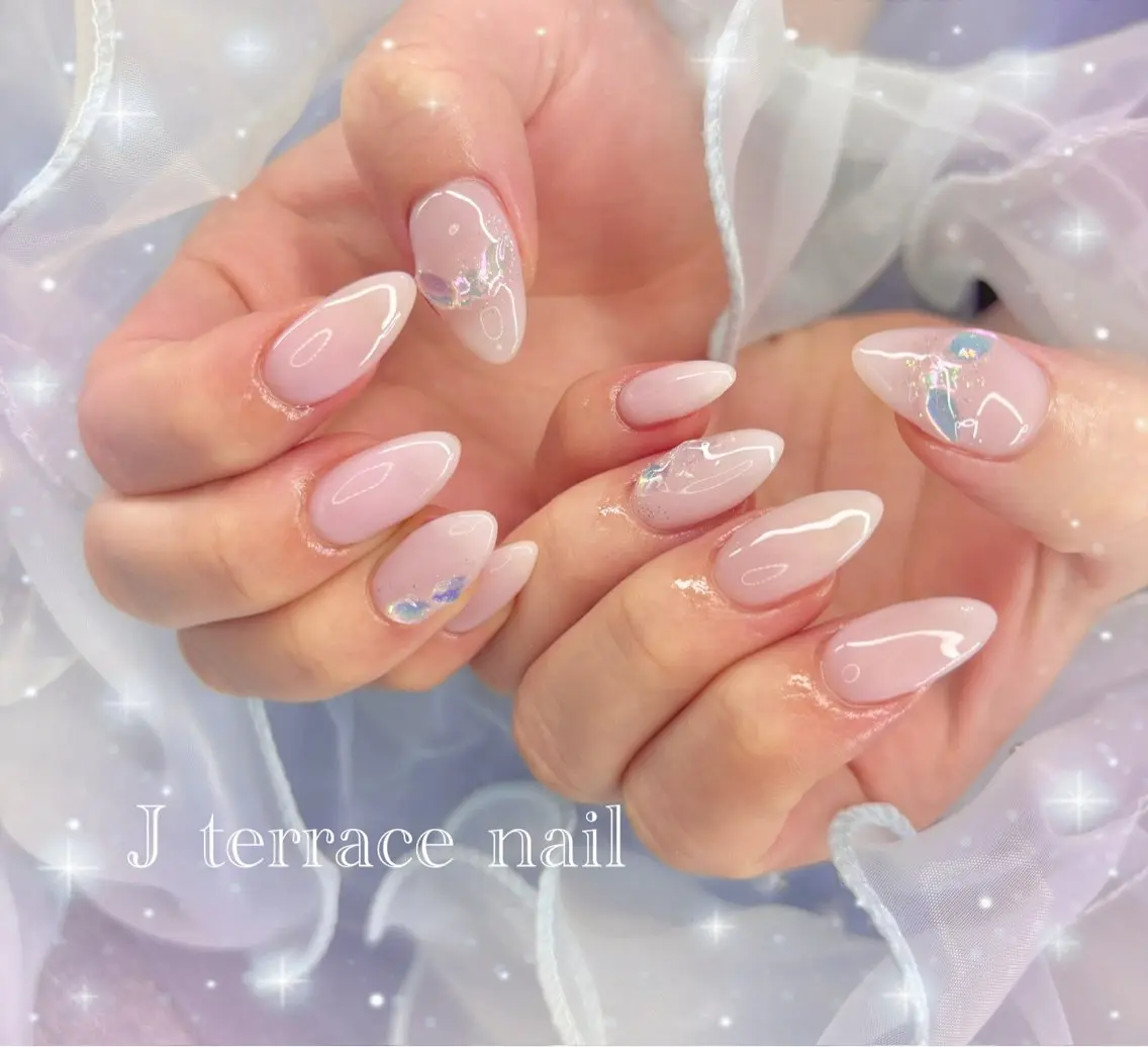 ネイル ハート 持ち込み リボン ストーンネイル J terrace Nailのネイルデザイン
