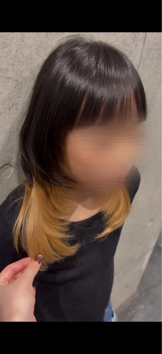 ロング 顔まわりレイヤー 顔周りカット レイヤーカット ロング ウルフカット カット 暖色カラー レイヤー/🩵かれんのヘアスタイル