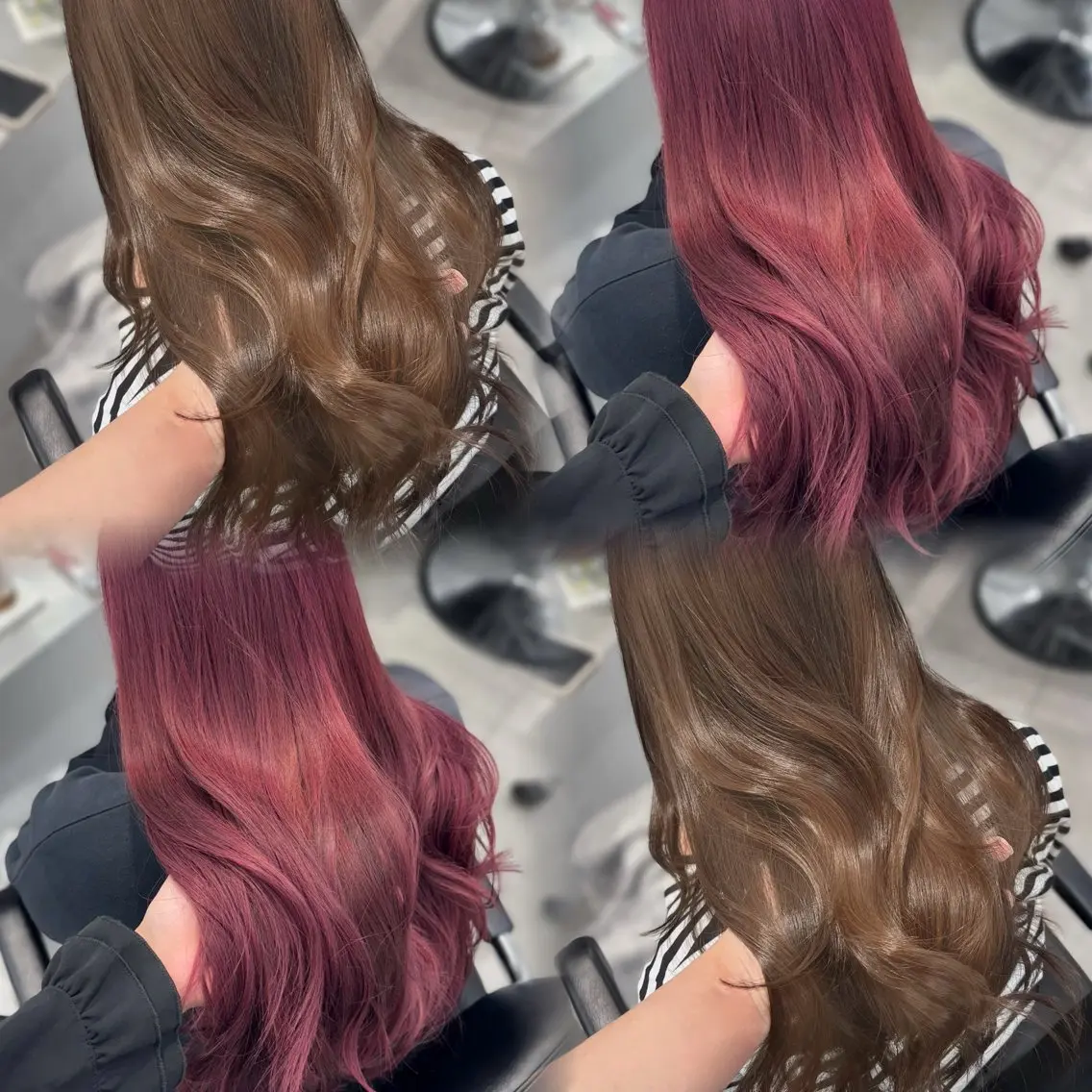 ロング ヘアカラー ハイトーン デザインカラーのヘアスタイル