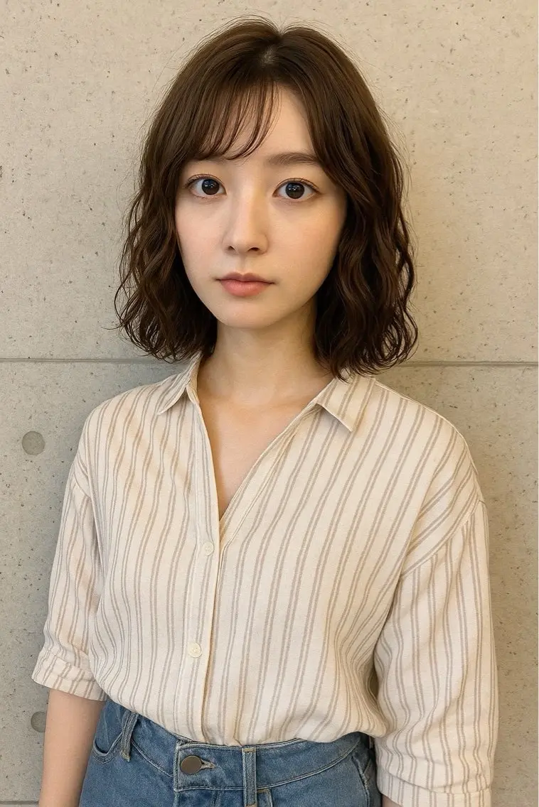 ミディアム パーマ ミディアムパーマ 望月 星来のヘアスタイル