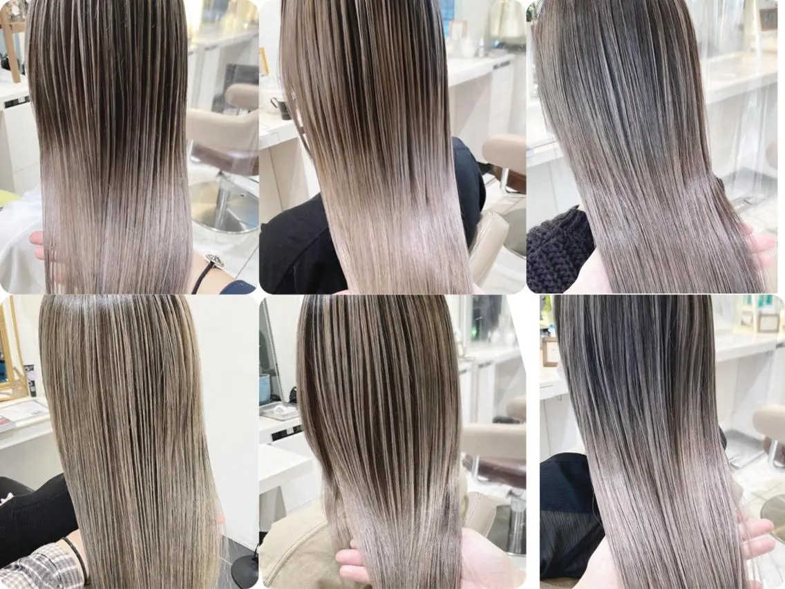 セミロング カラー 髪質改善 ヘアカラー トリートメント 尾﨑 春華のヘアスタイル