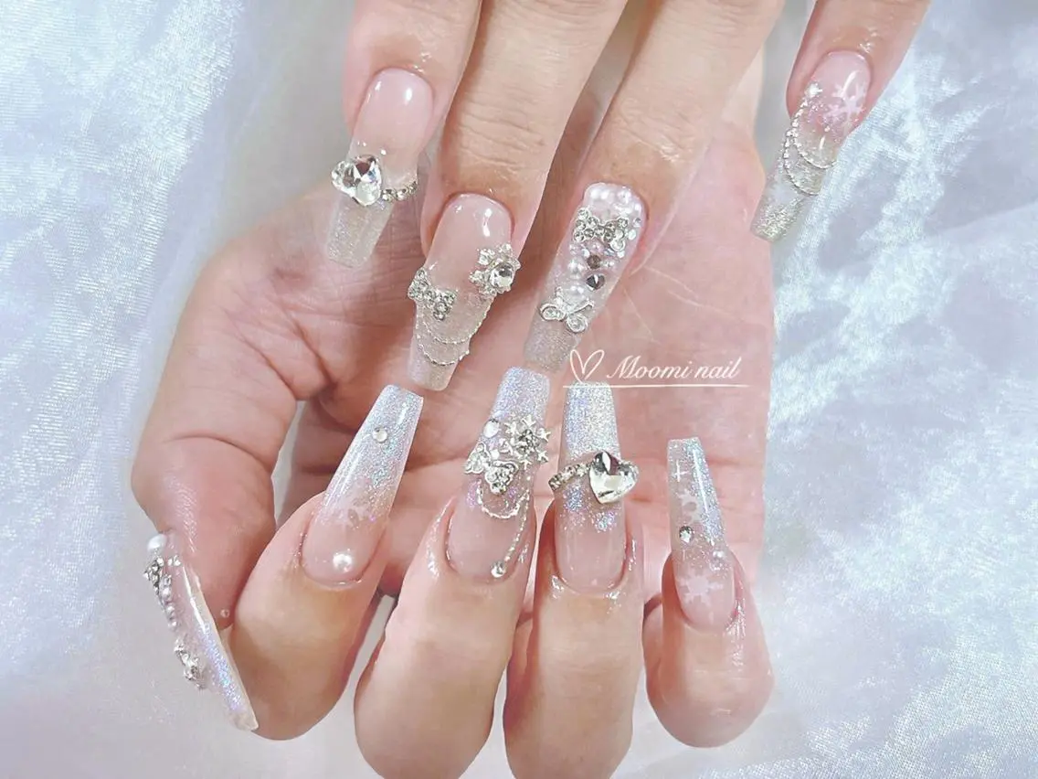 ネイル チークネイル 長さ出し ジェルネイル グラデーション 韓国ネイル moomi nail スカルプ専門のネイルデザイン