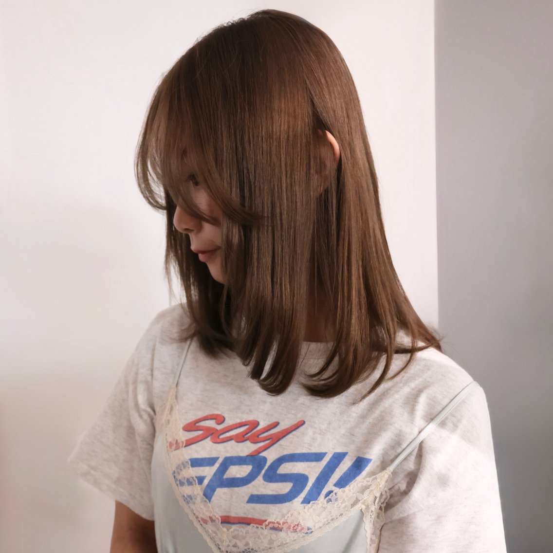 セミロング カラー ベージュカラー ヘーゼル ヘアカラー ゆうと cashel渋谷のヘアスタイル