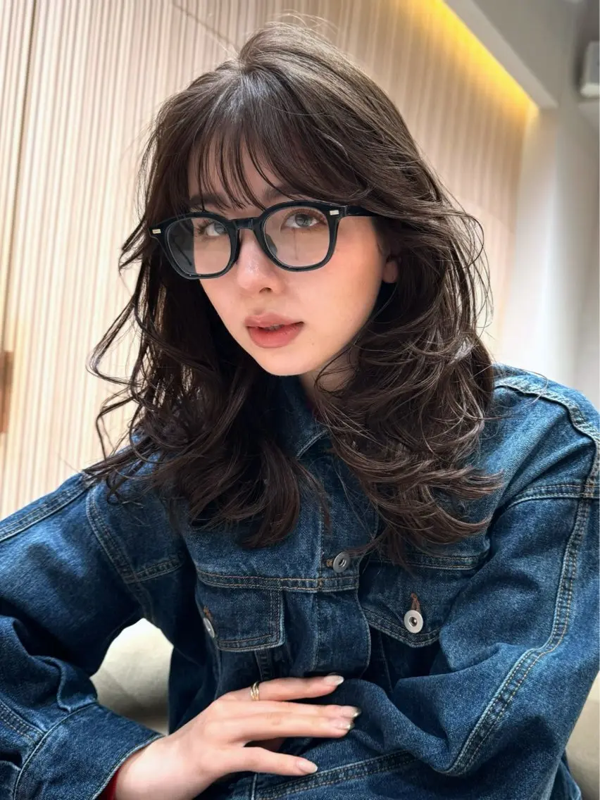 ミディアム カラー 似合わせカット カット ヘアカラー トリートメント レイヤー/髪質改善 Lond ambreのヘアスタイル