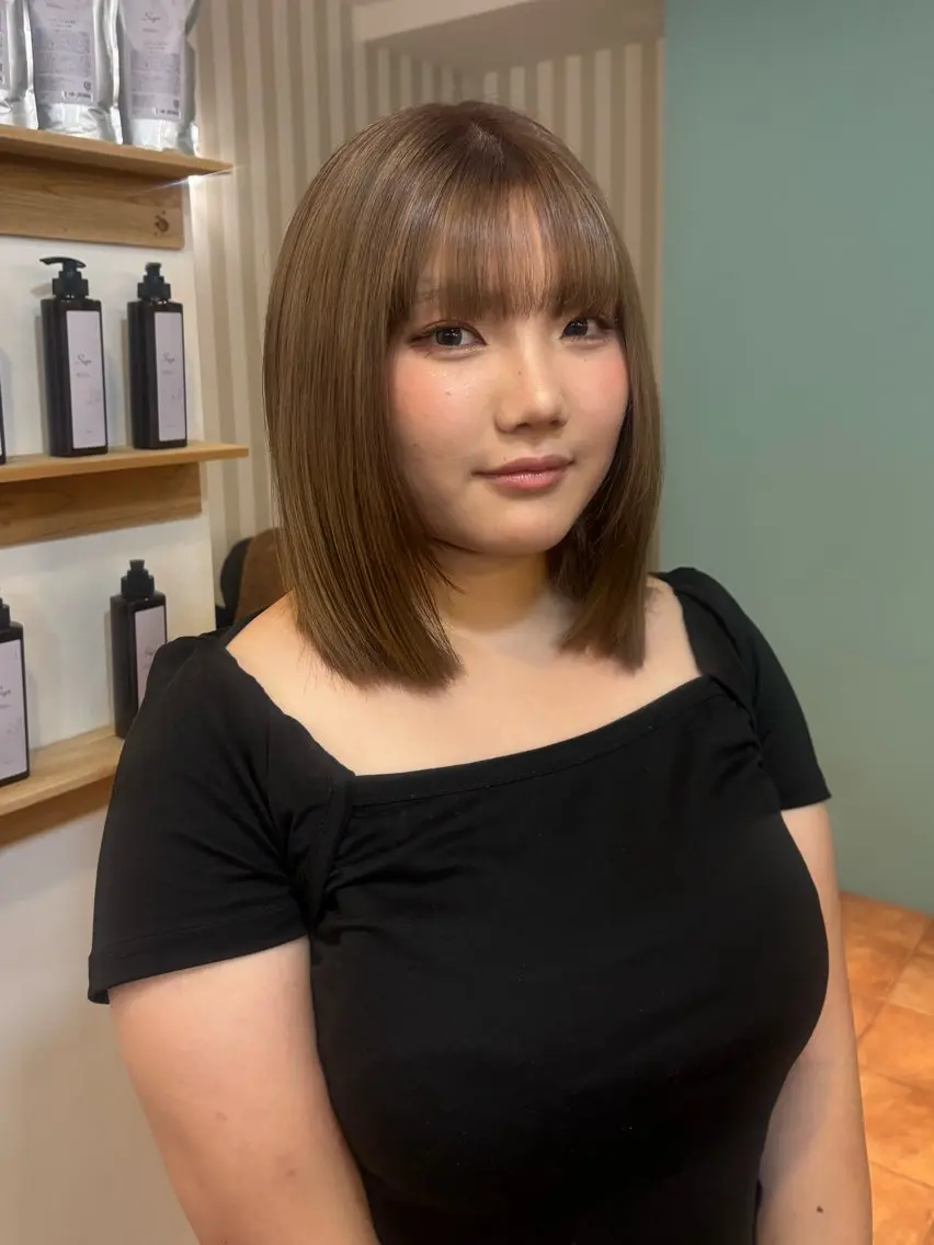 ミディアム カラー ベージュカラー 透明感カラー ダブルカラー ヘアカラー 國原 くるみのヘアスタイル