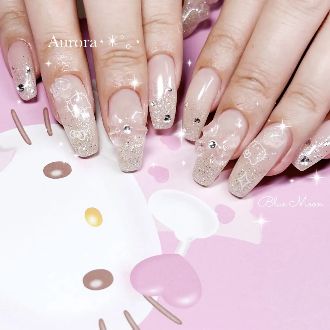 ネイル リボン ハンドネイル フットネイル ハンドケア nail salon Blue Moonのネイルデザイン