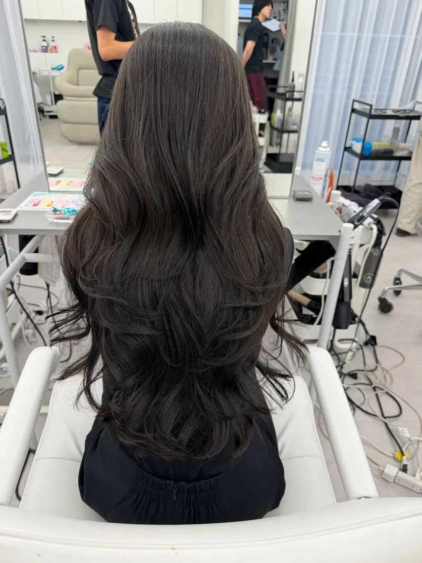 ロング カラー カット ヘアカラー トリートメント ヘアセット 顔まわりの神様✨ 透明感カラー藤嶋秀幸のヘアスタイル