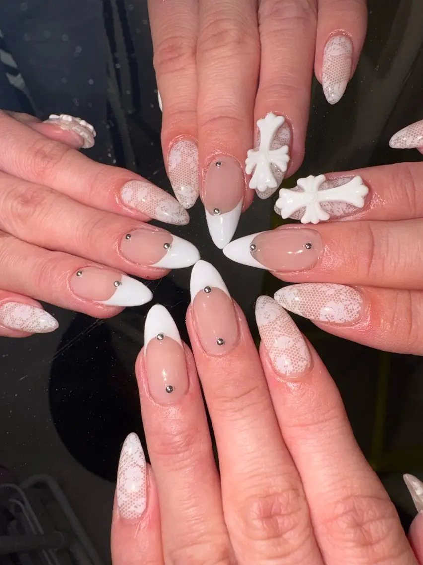 ネイル レース 春ネイル 33nail✴️栄 スミレ❇️Gel-xのネイルデザイン