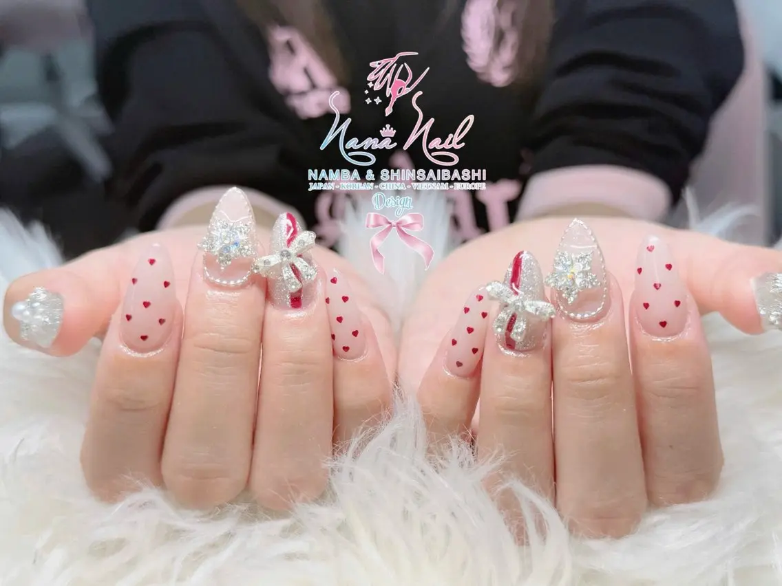 ネイル チークネイル 桜ネイル フラッシュネイル フットネイル ジェルネイル ハンドネイル リナネイル アメ村心斎橋店のネイルデザイン